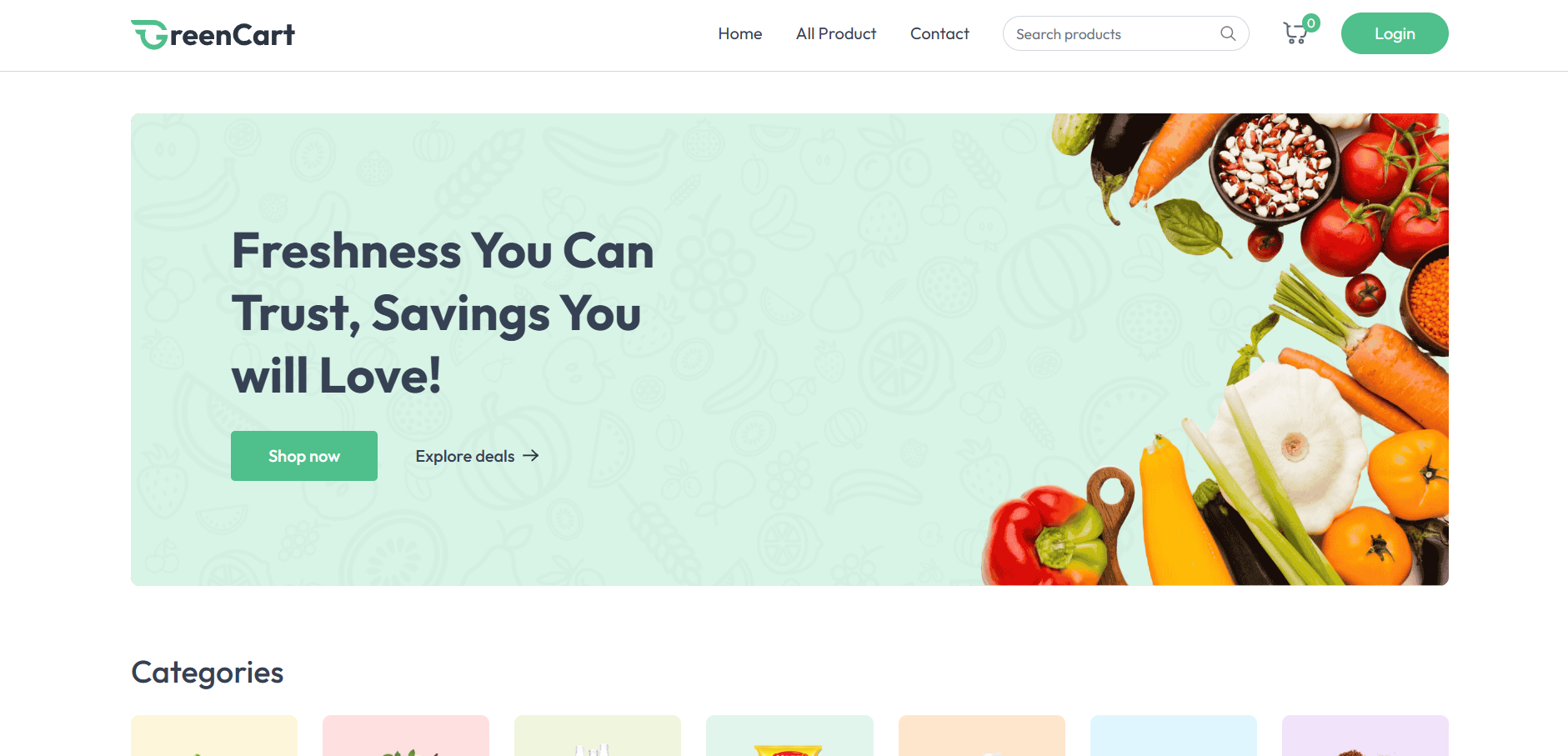 Grocery E-Commerce Web Application home page